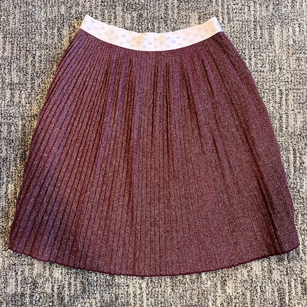 Mid-Length Burgandy Pleated Skirt